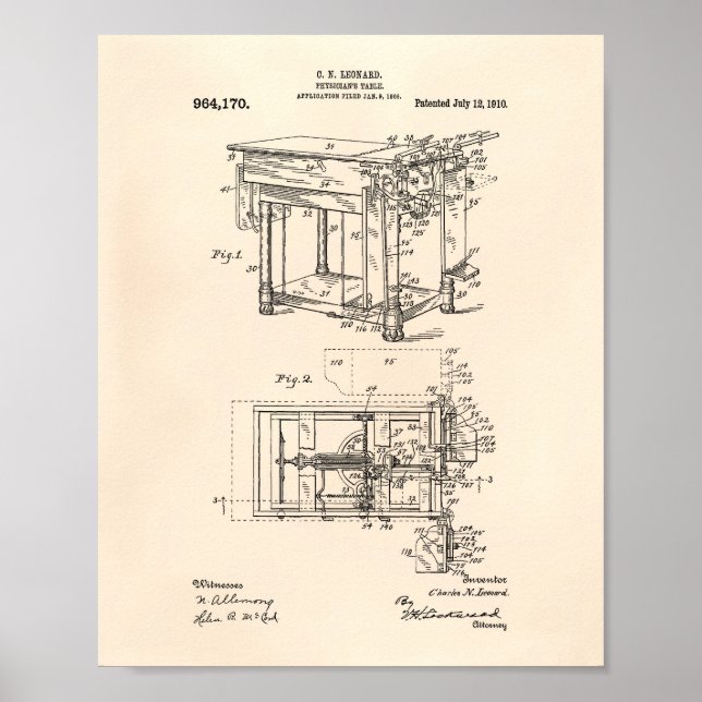 Médicos Cuadro 1910 Páper antiguo de arte de paten (Frente)