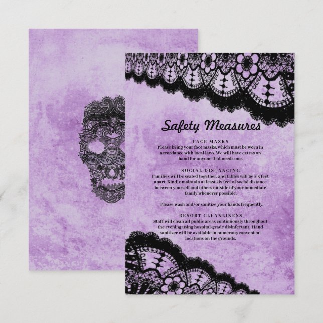 Medidas de seguridad de encaje negro gótico morado (Anverso / Reverso)