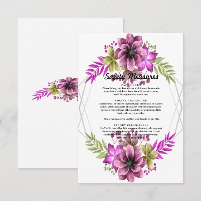 Medidas de seguridad floral de las acuarelas rosas (Anverso / Reverso)