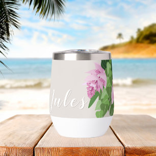 Medinilla tropical Flor rosa Beige Nombre Tumbler