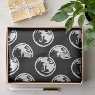 Medio de papel de tejido negro Dragon Blanco