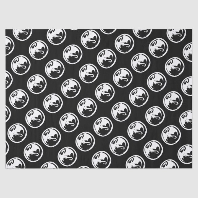 Medio de papel de tejido negro Dragon Blanco (Anverso)