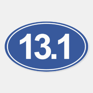 Medio maratón 13,1 millas de pegatina oval (azul)