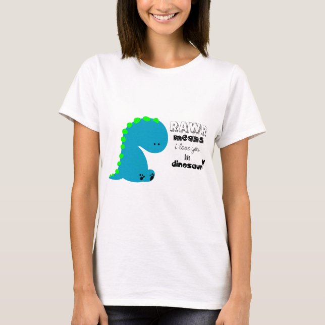 Medios de Rawr te amo en camisa del DINOSAURIO (Anverso)