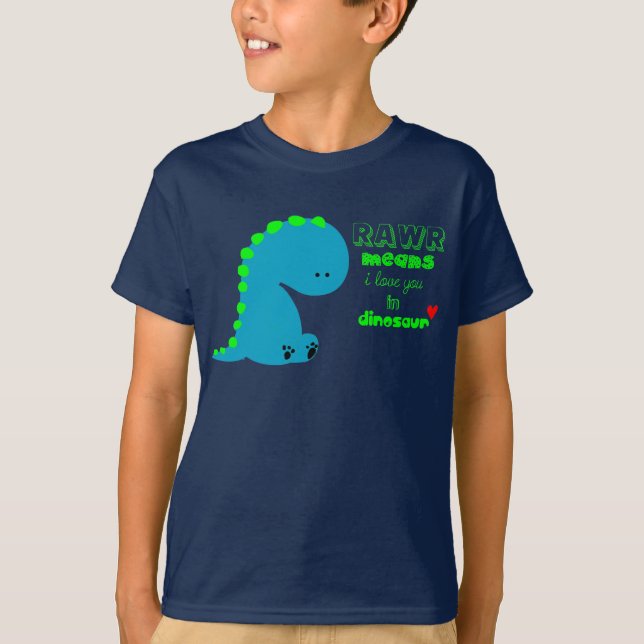 Medios de Rawr te quiero en camisa del DINOSAURIO (Anverso)