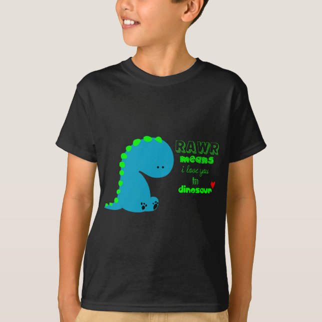 Medios de Rawr te quiero en camisa del DINOSAURIO (Anverso)