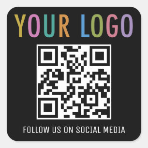Medios sociales Pegatinas de código QR con logotip