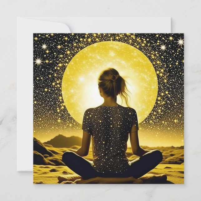 Meditación femenina bajo la luna celestial