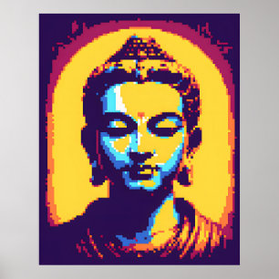 Meditar el arte de Buda colorido de Pixel