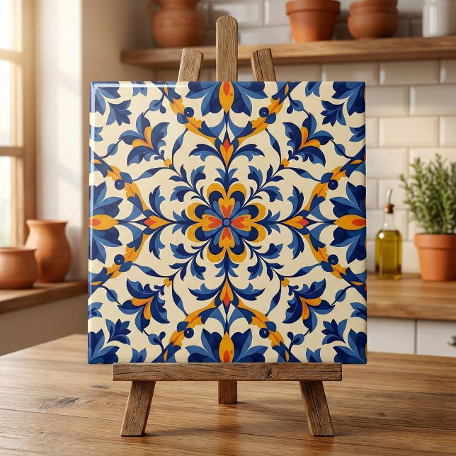 Mediterranean Blue Floral Portuguese Azulejo (Subido por el creador)