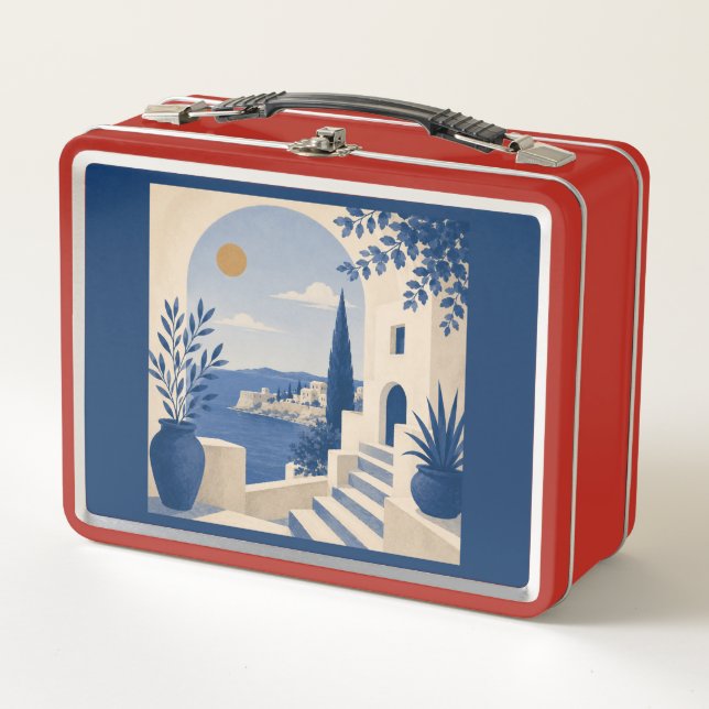 Mediterranean Coastal Arch Navy Blue Lunch Box (Anverso)