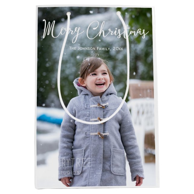 Meduim Sning Foto Saludos de Navidad Bolsas de Reg (Anverso)