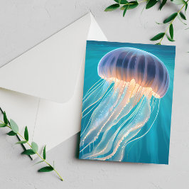 Medusa Azul | Tarjeta de Pintura de Animal Marino
