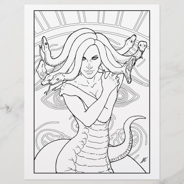 Medusa La Gorgona - Página De Colores (Anverso)
