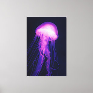 Medusa Morada y Océano Azul Impresión en Lienzo