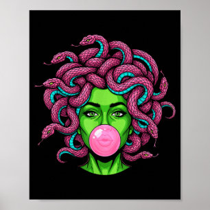 Medusa Soplando Chicle P Arte Diseño Mitología