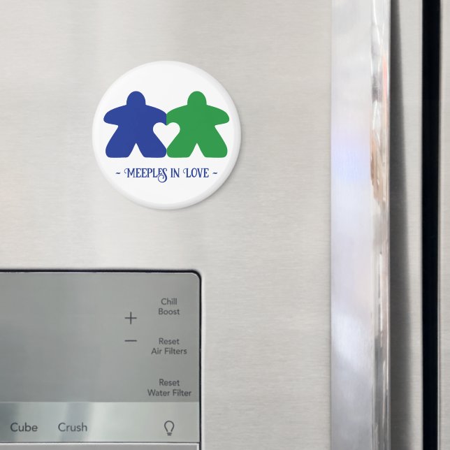 Meeples en el amor, el imán azul y verde (In situ (nevera))