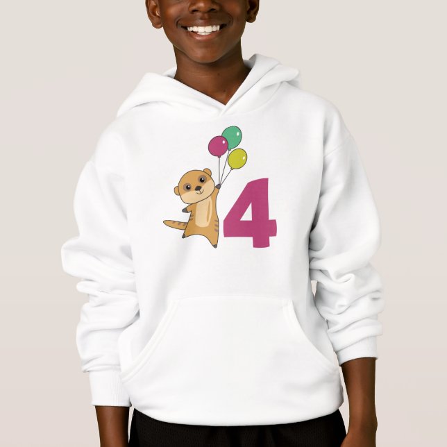 Meerkat Cuarto Balón de Cumpleaños Niños Hoodie (Anverso)