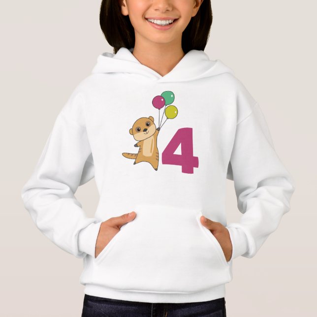 Meerkat Cuarto Balón de Cumpleaños Niños Hoodie (Anverso)