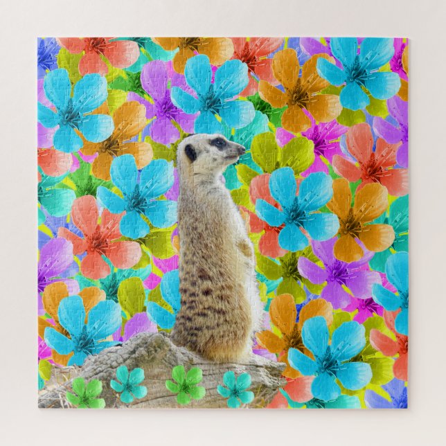 Meerkat Y Flores, Rompecabezas De Jigsaw, (Vertical)