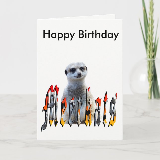 Meerkat Y Logo, Tarjeta De Cumpleaños Feliz (Anverso)