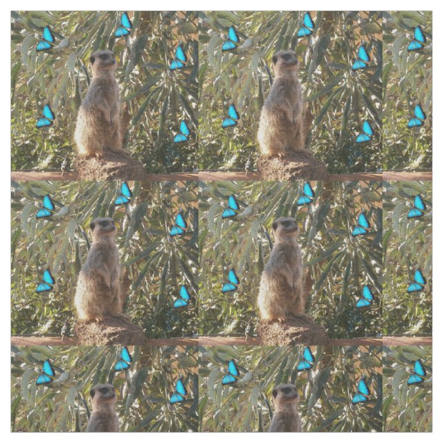 Meerkat Y Mariposas Azules, Tela (Retal)