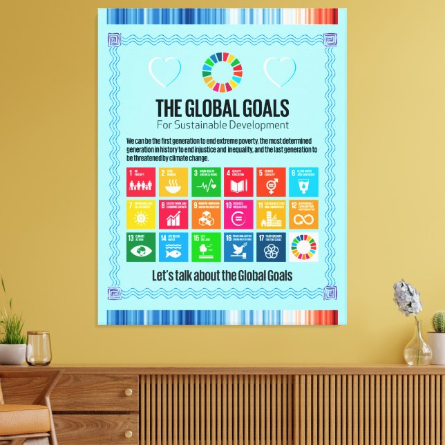 Mega lienzo de SDG de 40x51": Hablemos de objetivo (Insitu (Sala de estar))