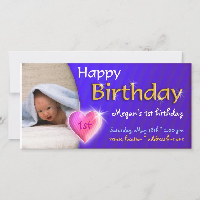 Megan Adorable Lovely Birthday Photo Invitation (Anverso)