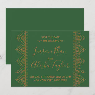 Mehendi Boda India Invitación de Guardar la Fecha