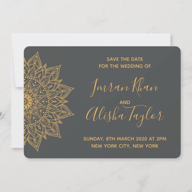 Mehendi Boda India Tarjeta de "Save the date" hams (Anverso)