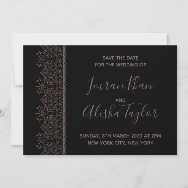 Mehendi Boda India Tarjeta de "Save the date" hams (Anverso)