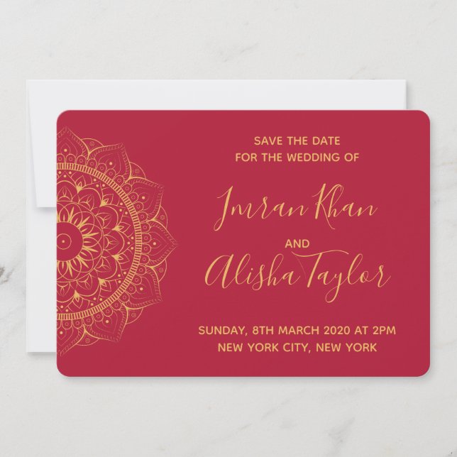 Mehendi Boda India Tarjeta de "Save the date" hams (Anverso)