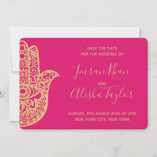 Mehendi Boda India Tarjeta de "Save the date" hams (Anverso)