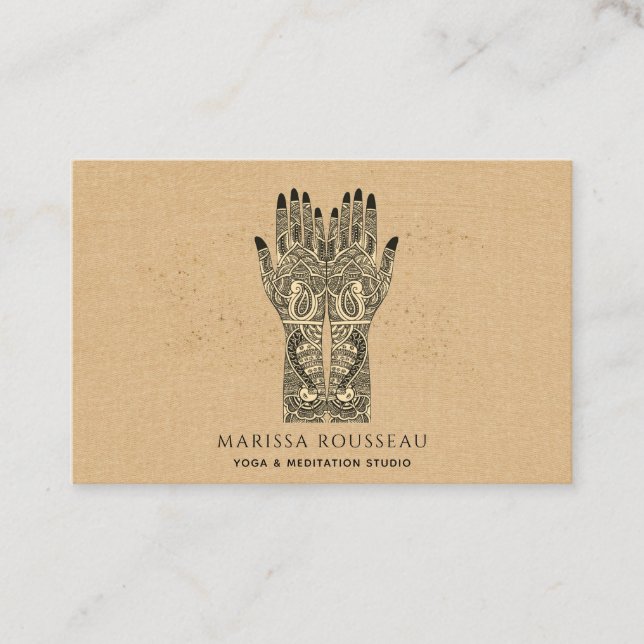 Mehndi Henna Hands Yoga Studio Tarjeta de visita p (Anverso)