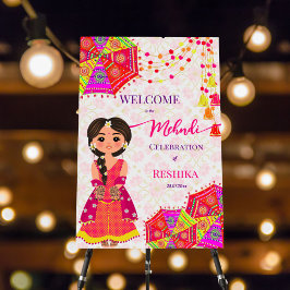 Mehndi lindo símbolo de bienvenida de paraguas de 