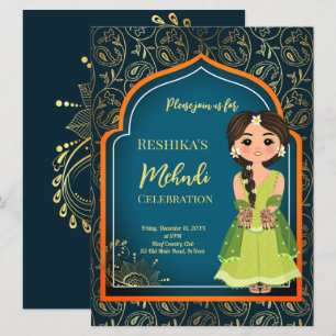 Mehndi patrones indios árabes diseño verde teal