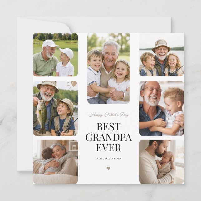 Mejor abuelo moderno tarjeta de collage de 14 foto (Anverso)