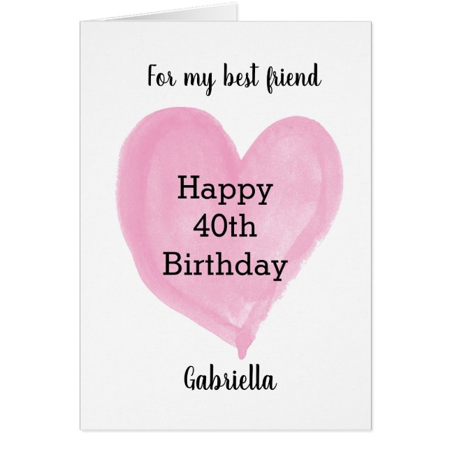 Mejor Amigo por los 40 Años del Corazón Rosa (Frente)