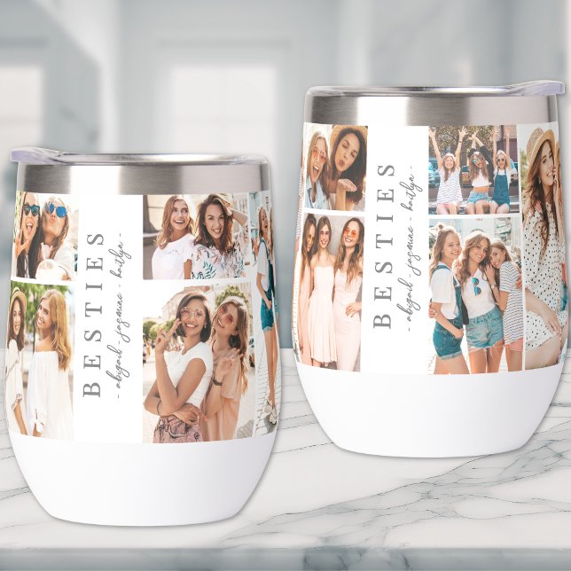 Mejor Amigos Elegante Foto BFF (Best Friends Elegant BFF Photo Thermal Wine Tumbler)