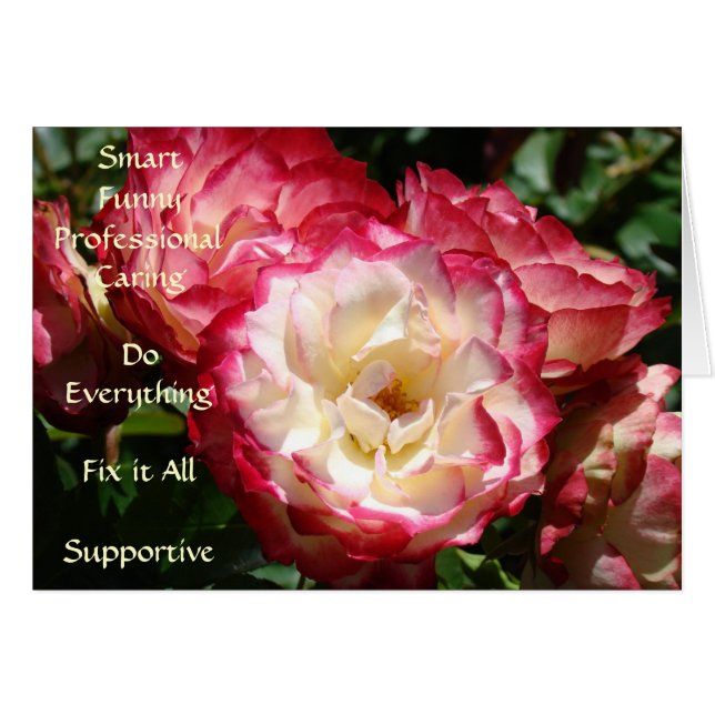 ¡Mejor Asistente! tarjeta Rosas Rosadas Inteligent (Anverso (Horizontal))