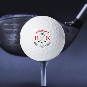Mejor Bola de Golf Monograma con Nombre Rojo