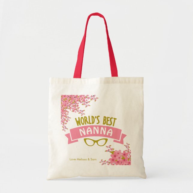 Mejor Bolsa de Tote Floral Rosa Nanna del Mundo (Frente)