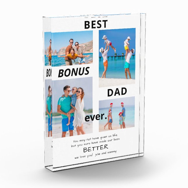 Mejor Bono Papá Nunca Stepdad 4 Día del Padre Foto (Izquierda)