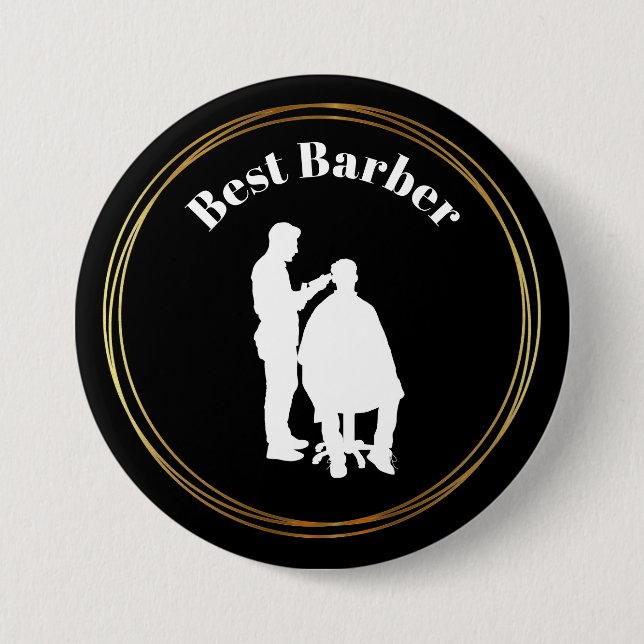 Mejor botón de barbero con silueta de barbero (Anverso)