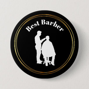 Mejor botón de barbero con silueta de barbero