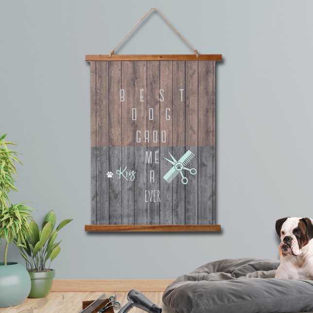 Mejor Cachorro de Perro Jamás Madera Topada Tapiz  (This Best Dog Groomer Ever tapestry can be personalized! It's the perfect gift for your fave groomer)