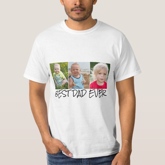 Mejor camiseta de Collage de fotos de papá (Anverso)