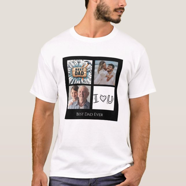 Mejor camiseta de Collage de fotos de papá (Anverso)