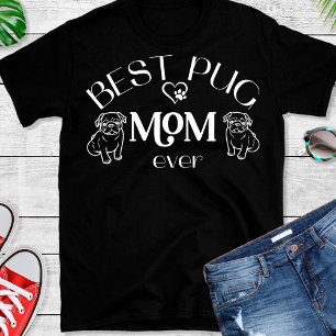 Mejor camiseta de pug Mom Heart Dog Paw