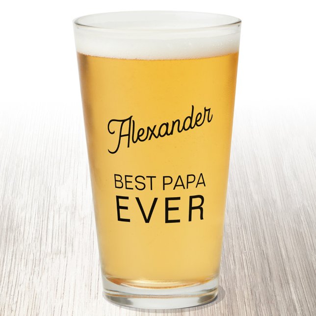 Mejor Cerveza con nombre personalizado de papá (Personalize Best Papa Ever beer glass)